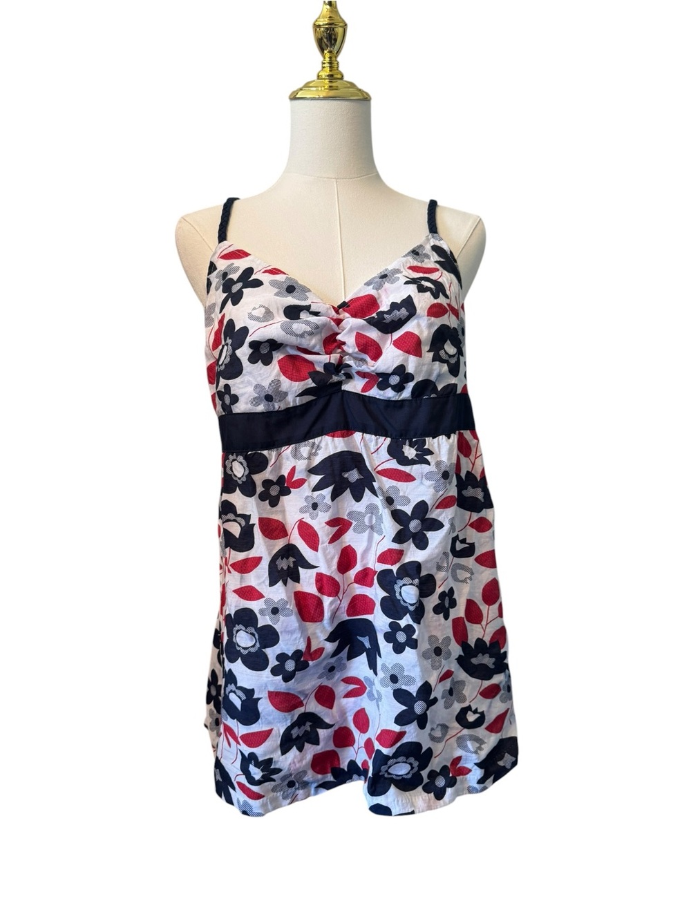 Buffalo David Bitton Red, Navy & White Floral Cotton Blouse L